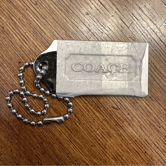 Coach Metallic Silver Purse Keychain, Dog tag - Picture 2 of 7